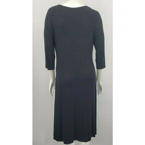 Hanna Andersson Dress Womens Small Solid Black 3/4 Sleeves - Picture 4 of 8